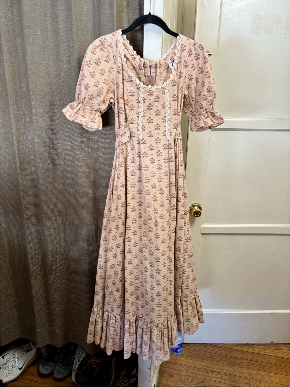 Laura Ashley Blush Pink Floral Ruffle Maxi Dress